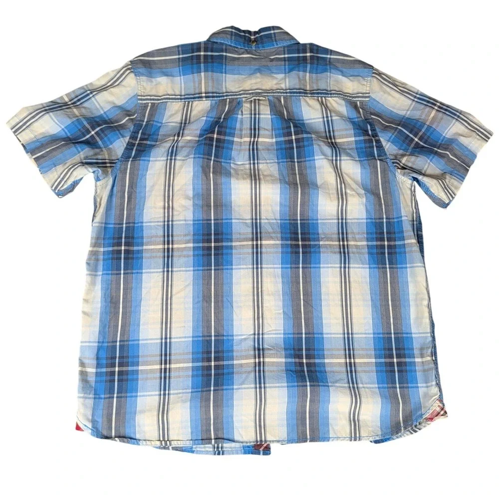 The North Face Mens Blue Plaid Short Sleeve Button Down Shirt Outdoor XL